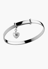 nice petite silver heart charm April birthstone baby bracelet